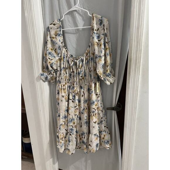 Liberty Lane Ivory Multicolor Floral Juniors Skater Dress Sz Xxl NWT - Picture 2 of 6